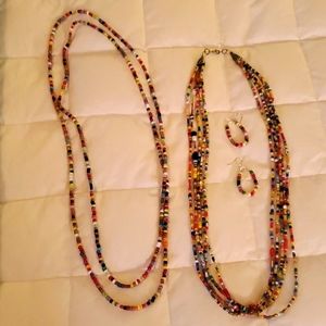 Beaded necklace & earrings set